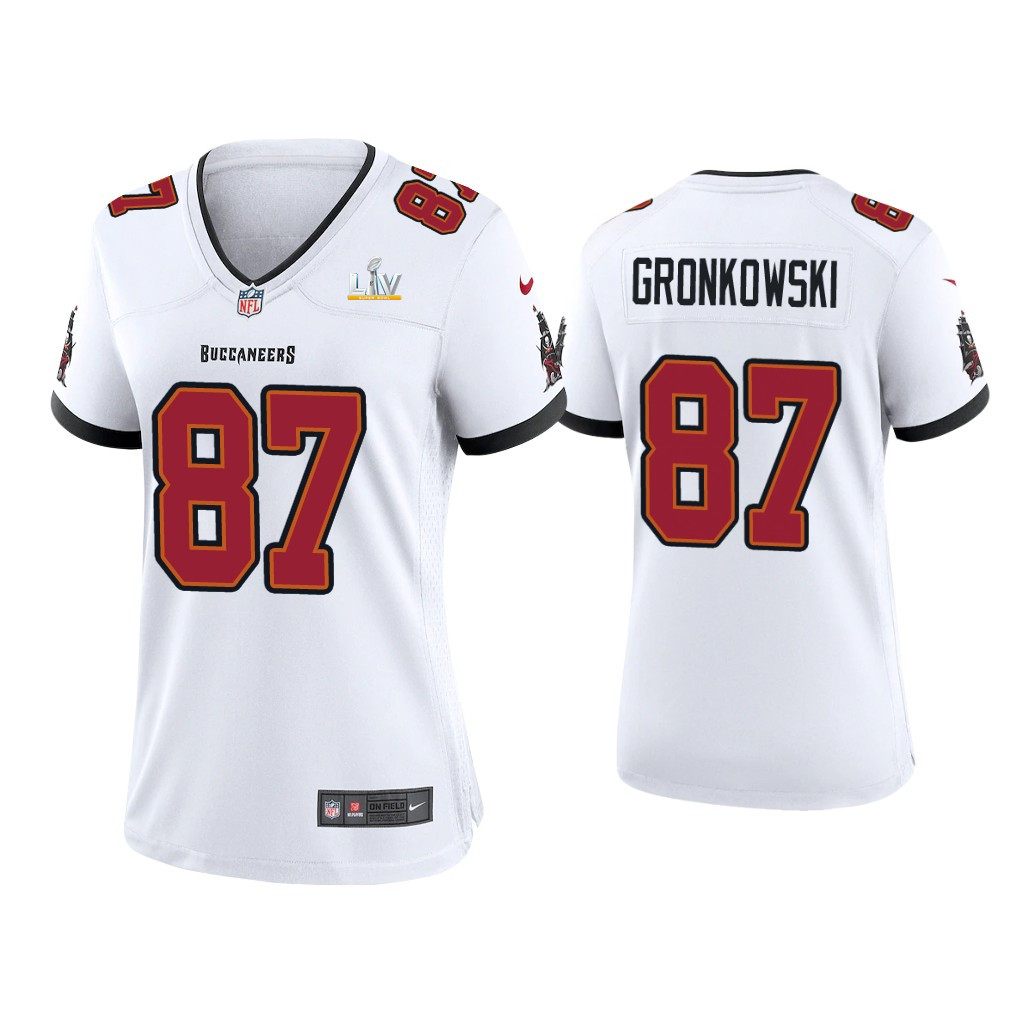 Women's Tampa Bay Buccaneers #87 Rob Gronkowski White NFL 2021 Super Bowl LV Limited Stitched Jersey(Run Small) Women's Tampa Bay Buccaneers #87 Rob Gronkowski White NFL 2021 Super Bowl LV Limited Stitched Jersey(Run Small)